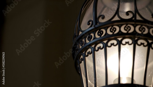 close up of a street light with a light on