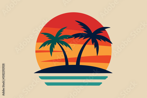 tropical island with palm tree