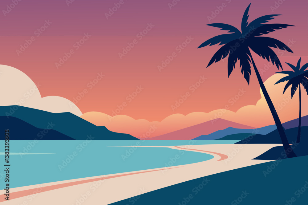 Fototapeta premium tropical beach with palm trees