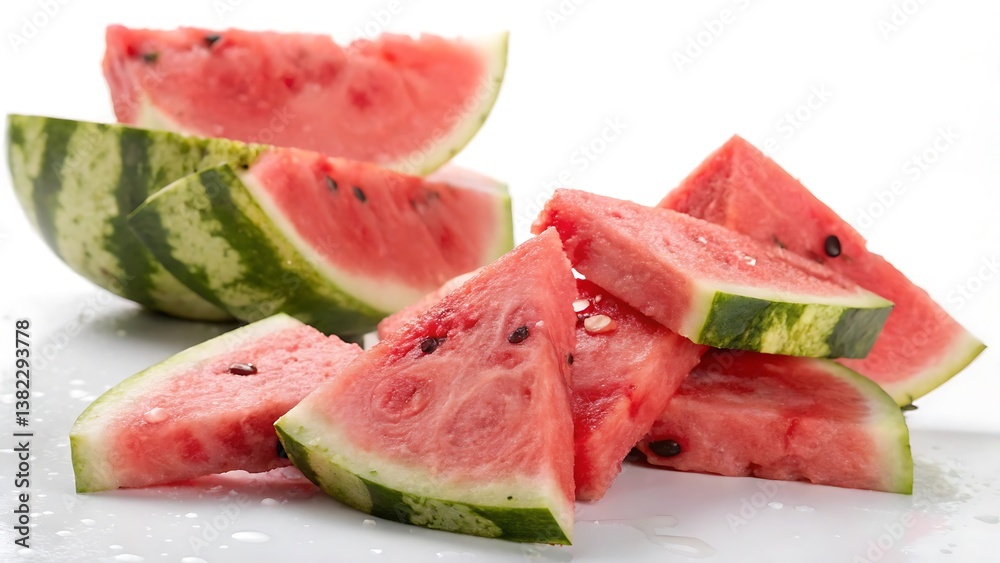 slice of watermelon on white slice of watermelon on white