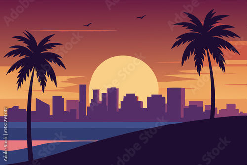 sunset over the city