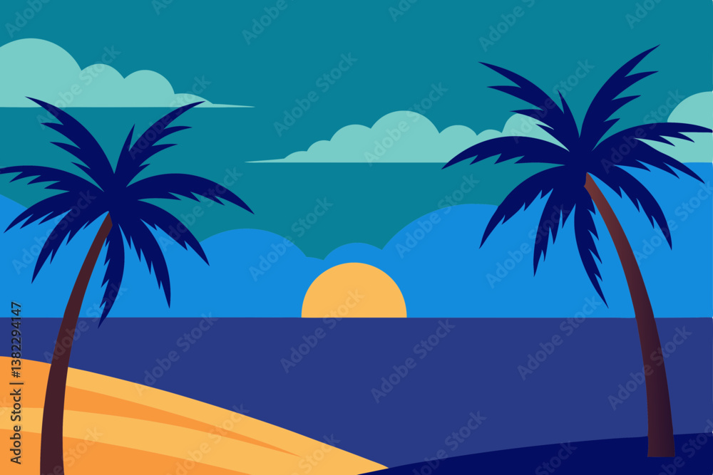 Obraz premium tropical beach with palm trees