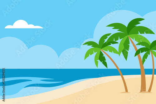 tropical beach with palm trees