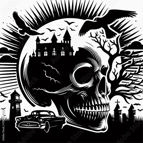 skull silhouette , skull art 