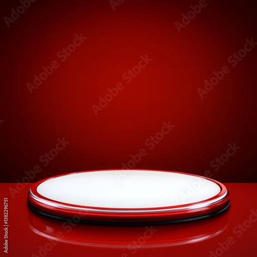Cosmetic product showcased on a bold red pedestal against a vibrant backdrop. Suitable for beauty product marketing materials. Ideal for advertisements, brochures, social media posts