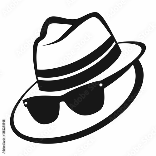 vector illustration of a hat with sunglass