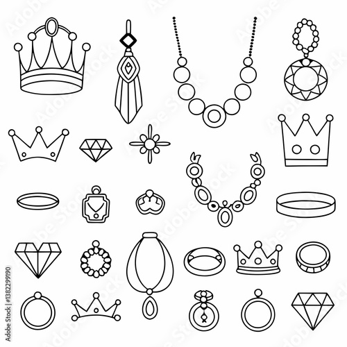 set of vector icons of jewelry