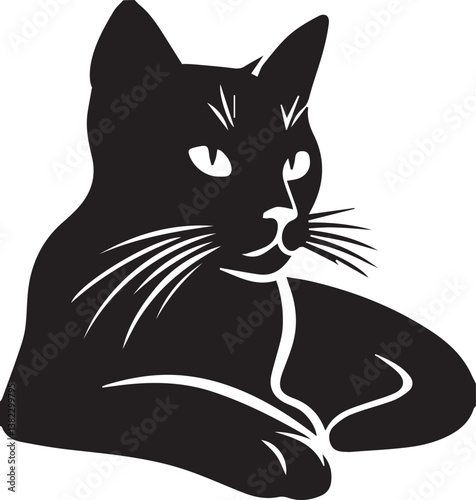 Black Cat Sitting Silhouette vector