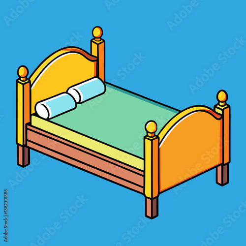 illustration of a bed with pillows