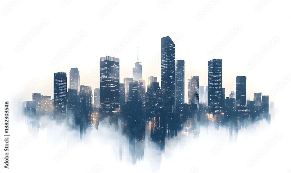 Fototapeta premium dense city skyline, Generative AI