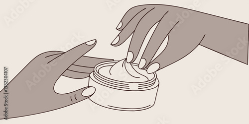 Vector hand line drawing holding a brown color Easter egg