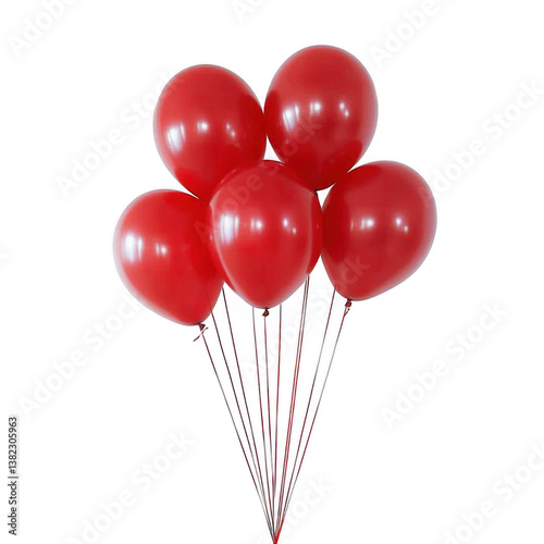 Bunch of red balloons isolated on transparent background