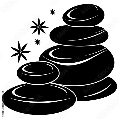 set of black and white stones