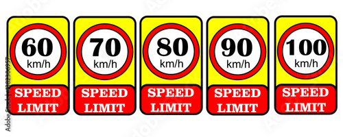 Speed limit sign board templates flat geometric shapes outline
