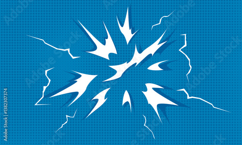Simple comic book style explosion effect background on blue