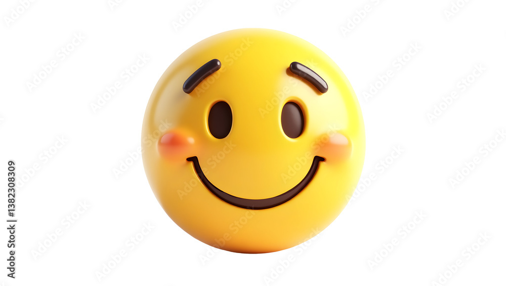 Fototapeta premium Smiling Face Emoji with Rosy Cheeks isolated on Transparent Background