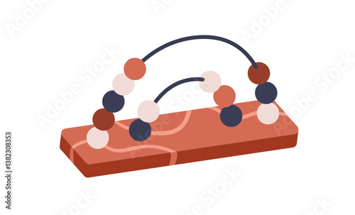 Bead maze toy with little balls on curved wires. Interactive game, sorter for...
