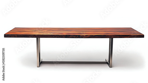 A long wooden table with a silver frame