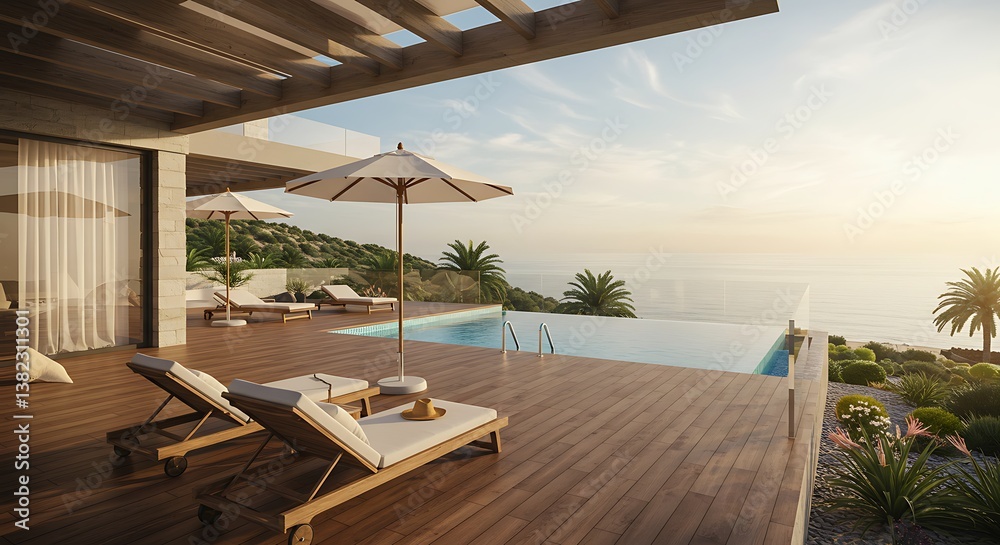 Obraz premium Golden Hour Oasis AI Generated
