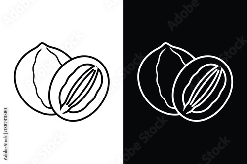 Nut Icon Vector. Walnut line icon Design in Black and White for Eco-Friendly Branding