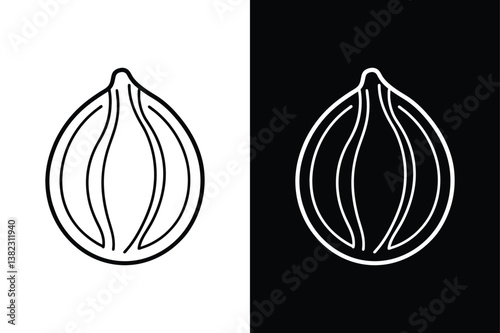 Walnut line Icon Vector. Minimalist Black and White Nut Symbol for Natural Product Branding