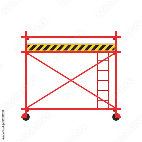 Scaffolding. Vector flat design aluminum prefabricated scaffolding isolated illustration white background.