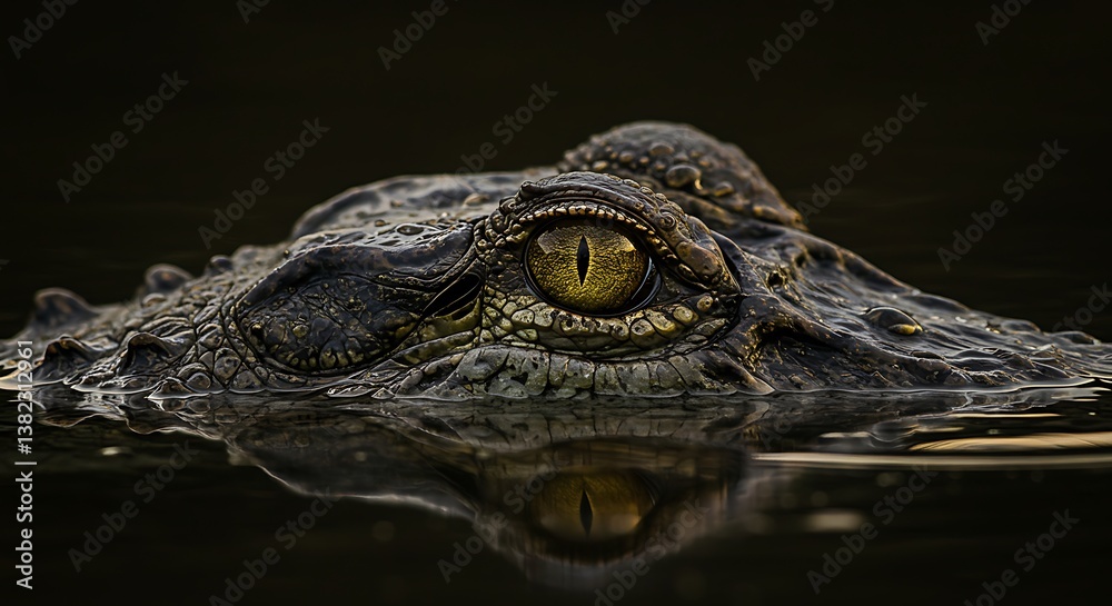Obraz premium Close-up of a crocodile's eye, showcasing its intense gaze.
