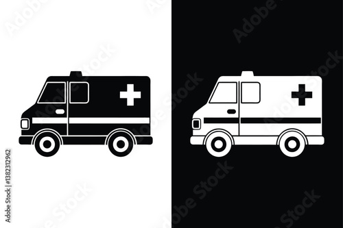 Emergency Vehicle Icon. Ambulance Vector Silhouettes with Editable Stroke for Fast Response Designs