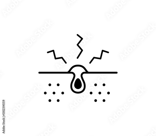 炎症を起こしたニキビのアイコンイラスト　ベクター
