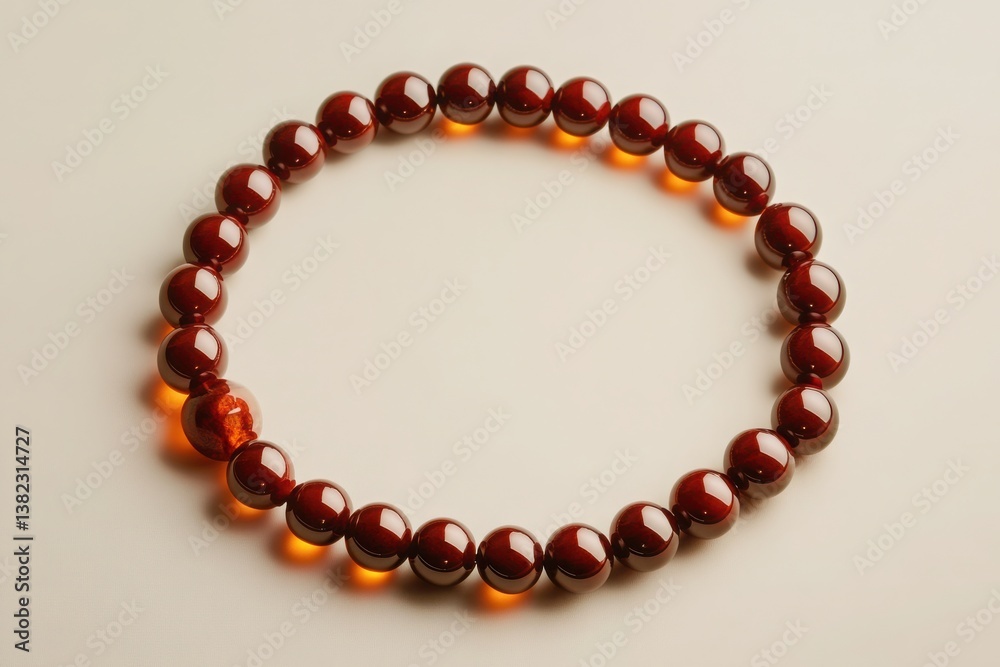 Elegant Amber Beaded Necklace on a Soft Neutral Background Elegant Amber Beaded Necklace on a Soft Neutral Background
