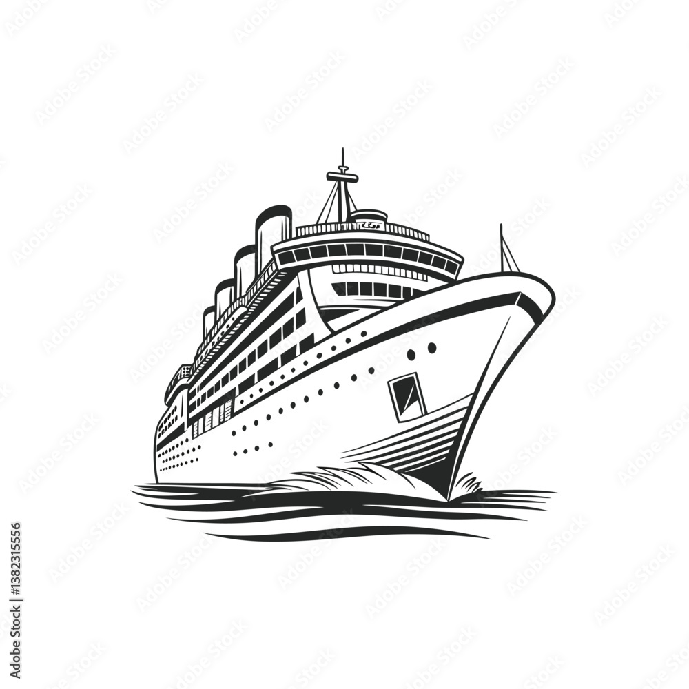 Obraz premium Cruise Ship Silhouette