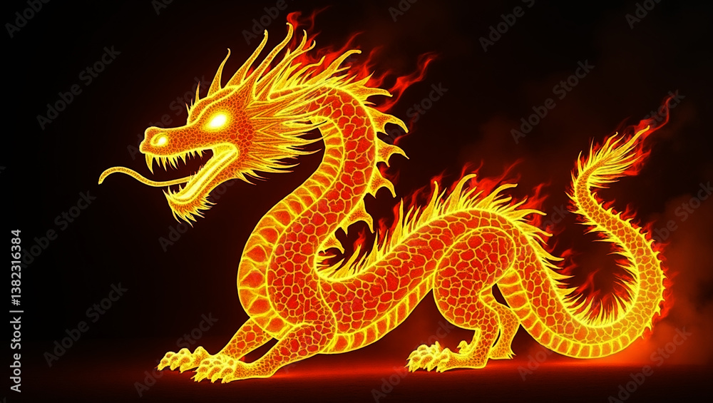 Obraz premium Flaming Dragon – The Spirit of Fire