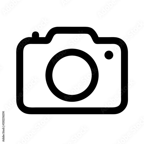 Camera icon with lens symbol on white background for UI