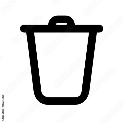 Trash icon with bin symbol on white background for applications