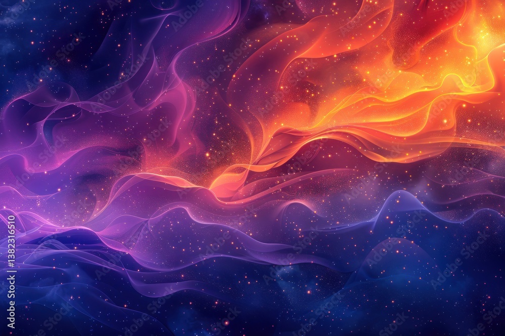 Obraz premium Abstract cosmic flames swirling in nebula space