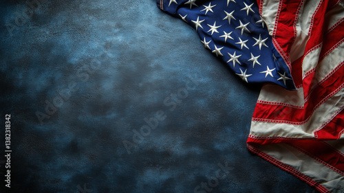 American Flag Draped on Dark Textured Background Symbolizing Patriotism, Honor, Freedom, and National Pride