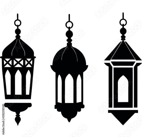 3--deferent--Ramadan-lantern-solid-silhouette 