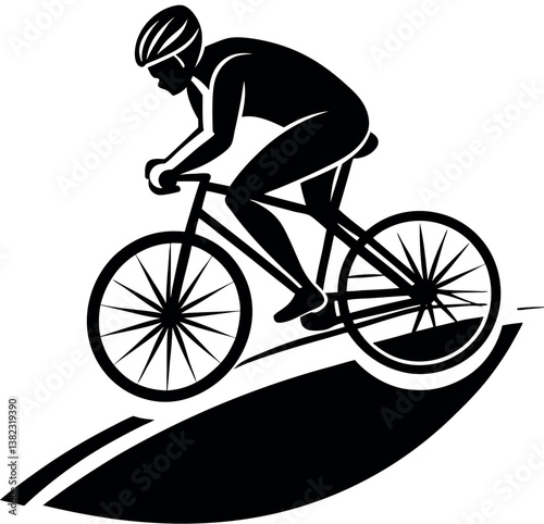 A cyclist-riding-uphill 