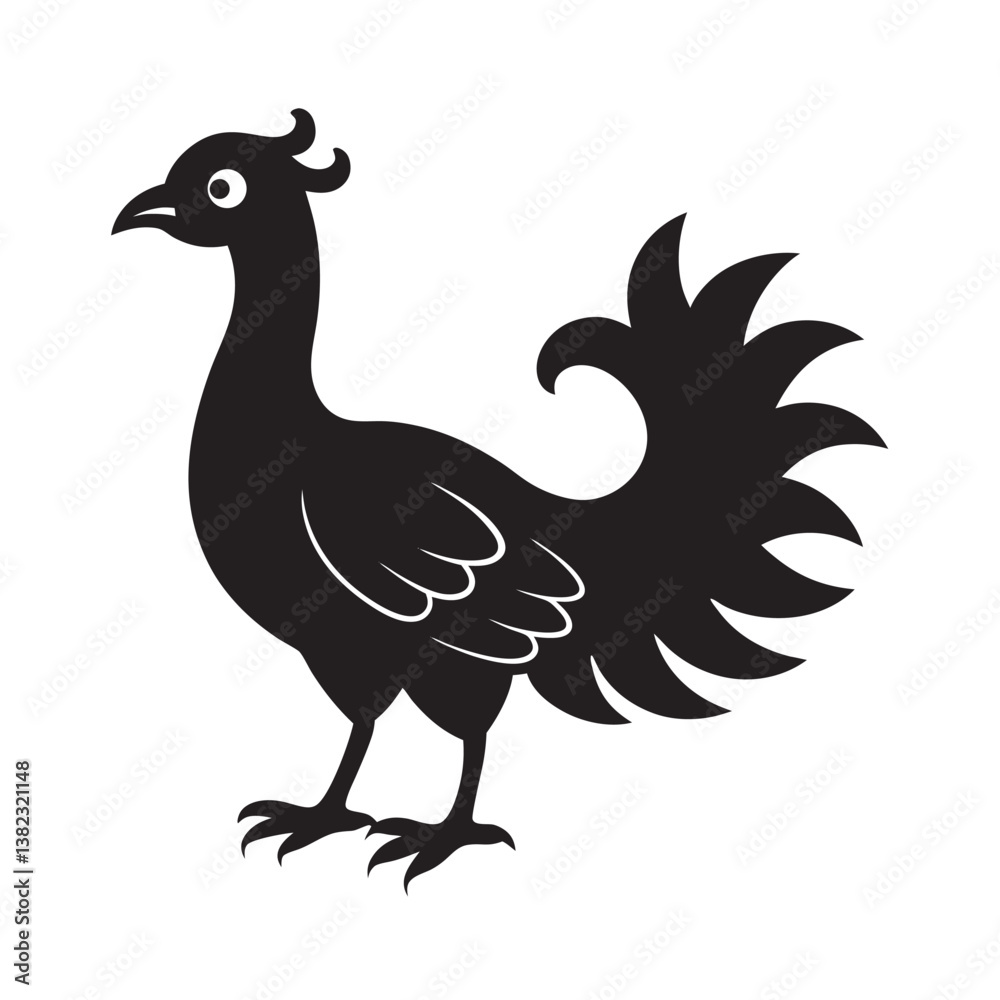 Fototapeta premium Cartoon rooster vector illustration, a farm poultry animal with a prominent beak