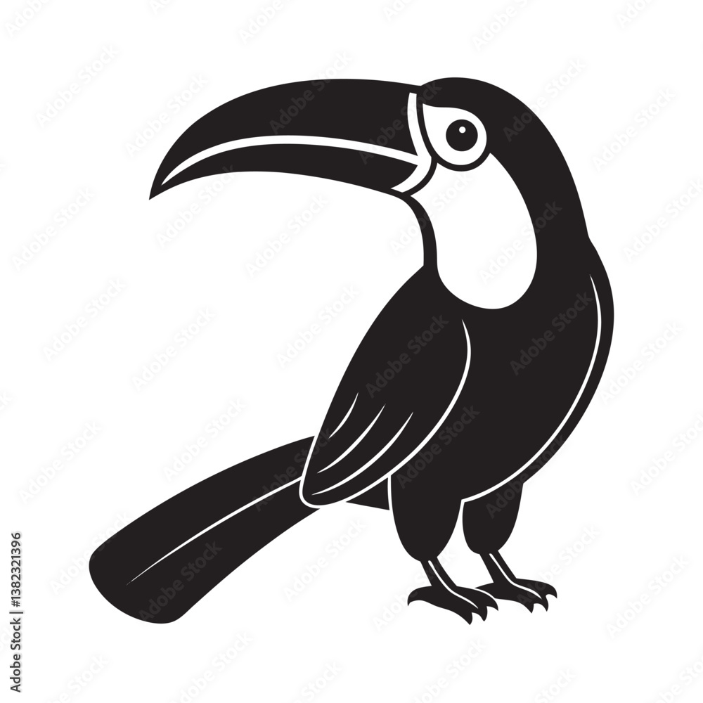 Obraz premium Vibrant toucan with a yellow beak perched on a jungle branch