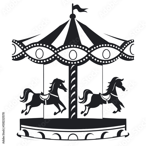 A silhouette-icon-of-a-carousel-ride-featuring 