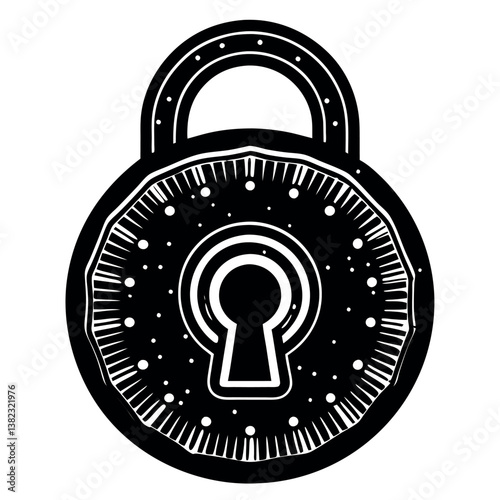 A smart-lock-silhouette-illustration-on-white background  