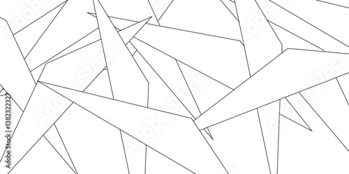 Abstract background with liens and triangles shape on white background. White and grey geometric overlapping rectangle pattern Geometric background soft shadows as patten ..White polygon textured .
