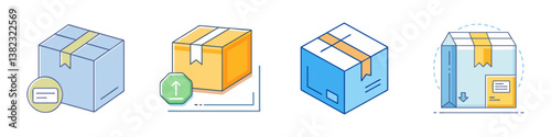 Various Package Types for Shipping and Delivery Services Illustration