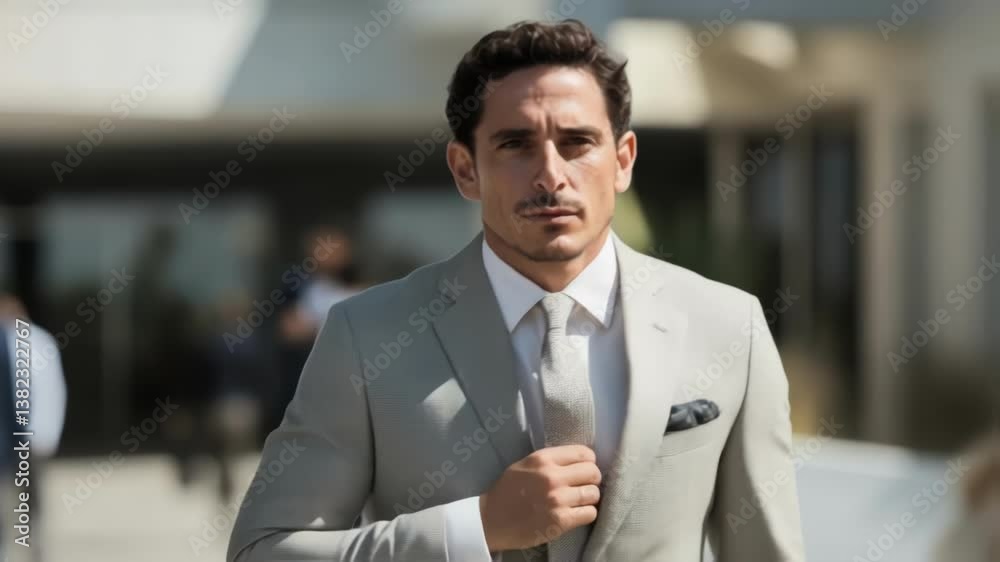With a backdrop of journalists the politician conveys charisma in a lightcolored suit leaning slightly forward with an earnest expression. The tailored ensemble emphasizes their polished