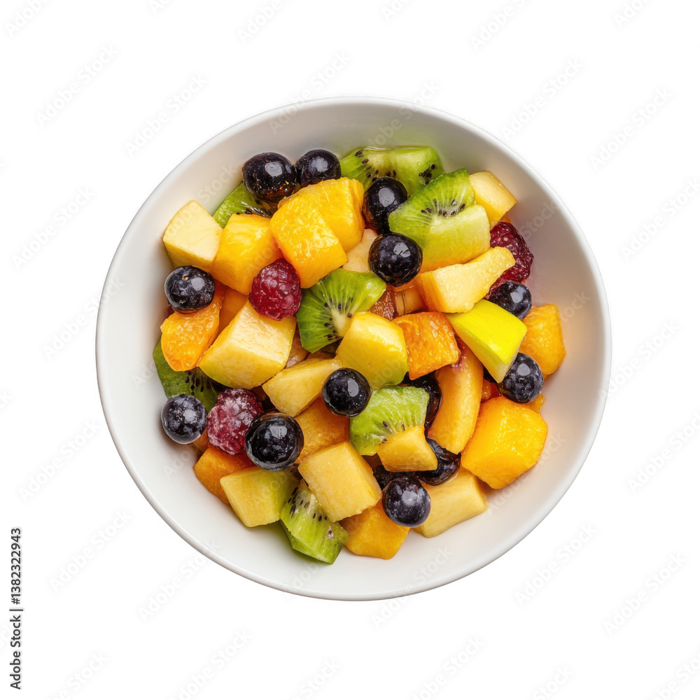 Mixed fruit salad in a white bowl isolated on transparent background Mixed fruit salad in a white bowl isolated on transparent background