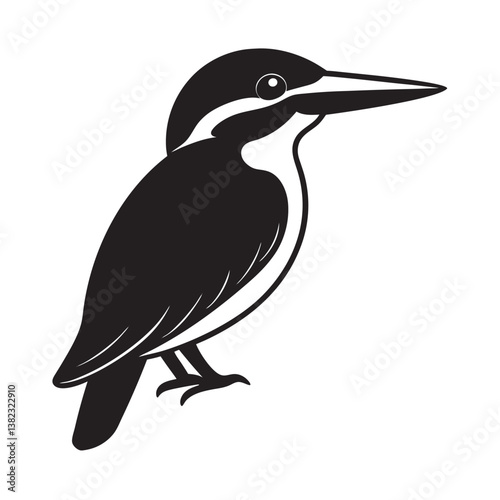 Isolated azure kingfisher with white feathers and blue beak, a wild avian vector