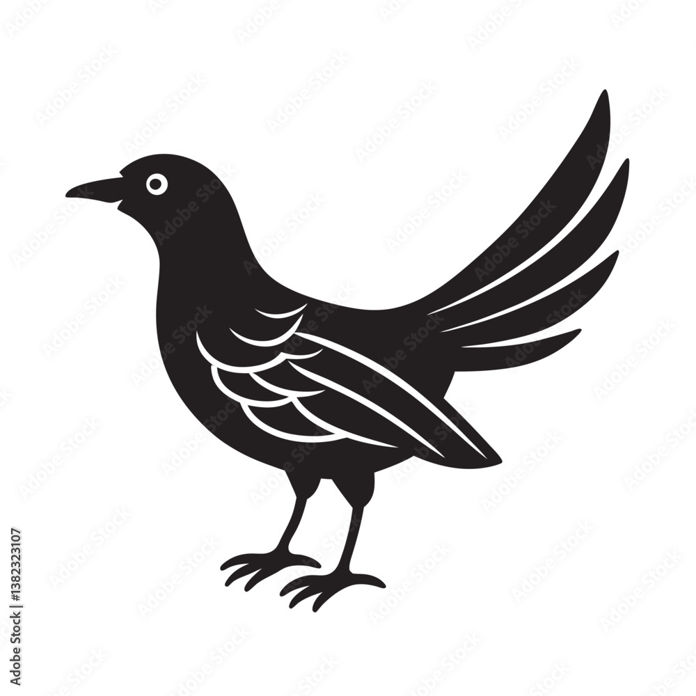 Fototapeta premium Black bird silhouette vector art
