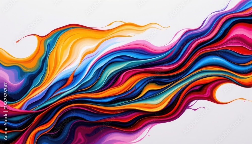 An abstract representation of flowing paint, where colors blend and swirl together on a smooth canvas. An abstract representation of flowing paint, where colors blend and swirl together on a smooth canvas.