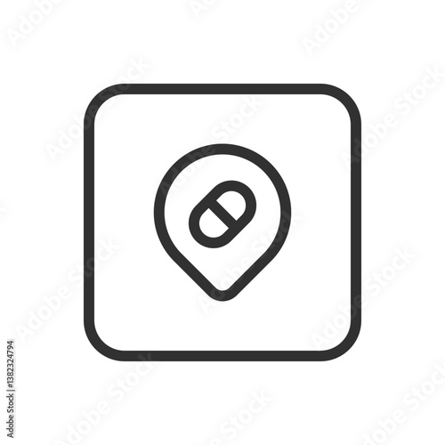Pin Pharmacy Icon - Modern Simple Flat Vector for Web and Mobile
